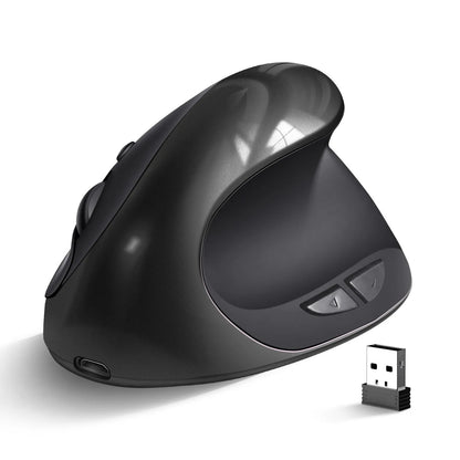 Rechargeable ergonomic vertical wireless mouse in multiple colours with Android charging port