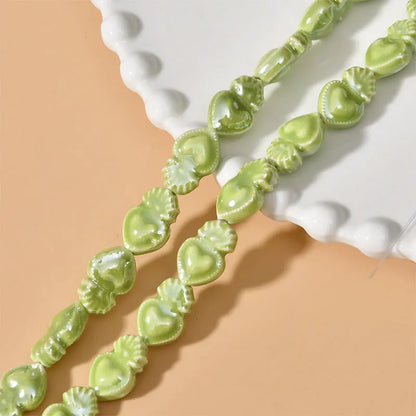Ceramic heart torch beads in multiple colours for jewellery making, 10x15mm size