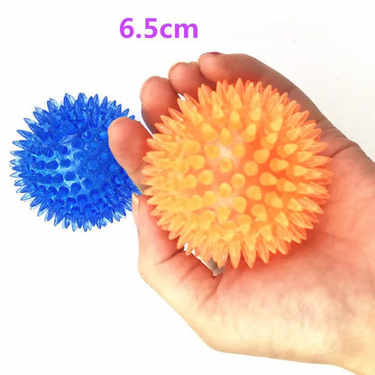 Large dog vocal toy ball in blue TPR, 11cm bouncy sounding ball for fetch play