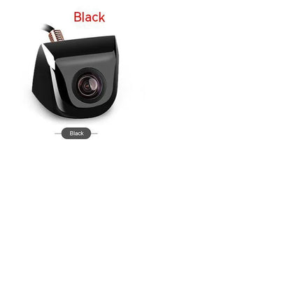 Black screw-mount HD waterproof rearview camera for cars with night vision, shown with connection cable.