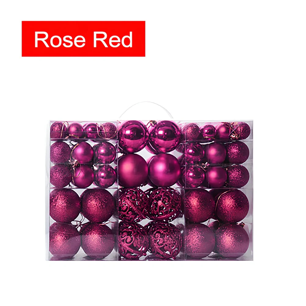 100 Christmas matte decorative balls in 12 colours including champagne, lake blue and rose red