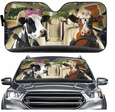 Telescopic aluminium foil car sun visor extended on a car windscreen