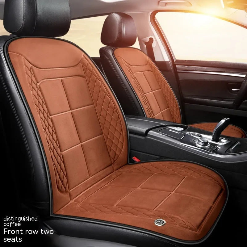Auto heating cushion for car seats with cotton filler in beige, black, and coffee colour options