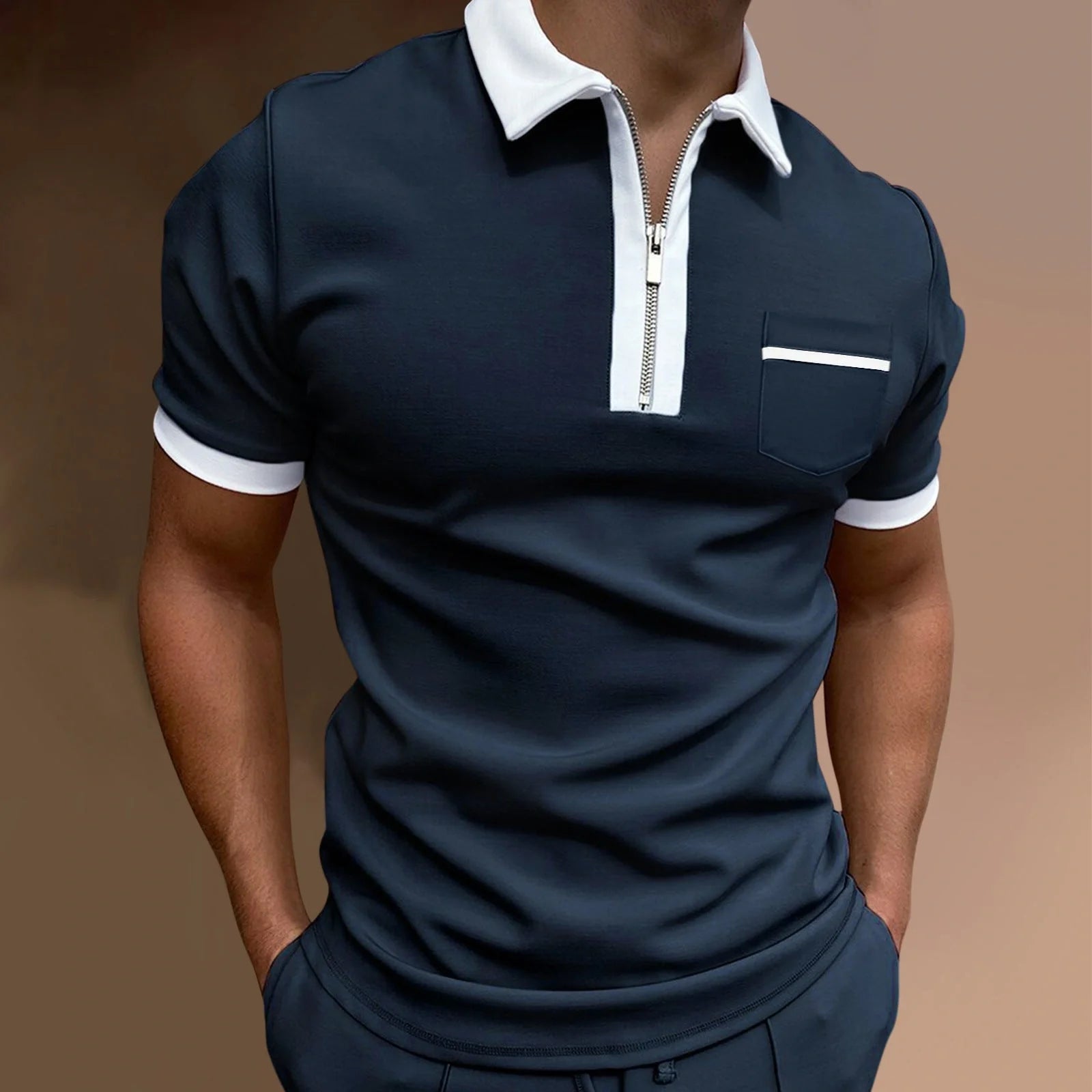 Men's slim fit lapel pocket T-shirt in various colors