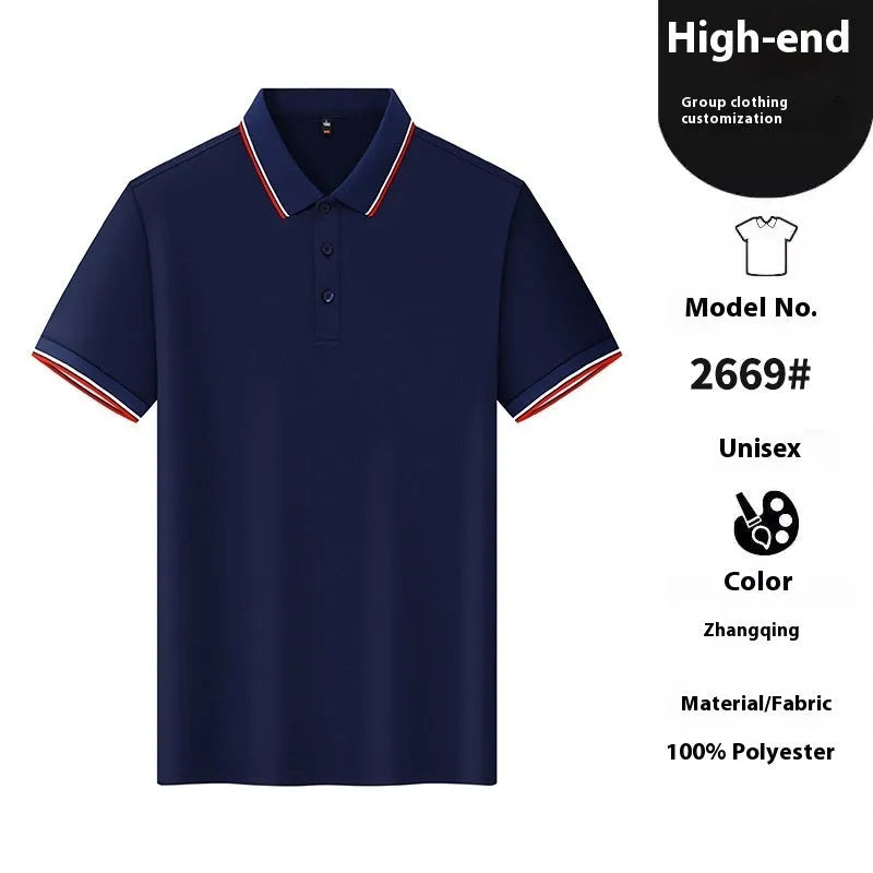Man modelling a thin, short-sleeved nylon polo shirt in a straight cut, available in multiple colours.