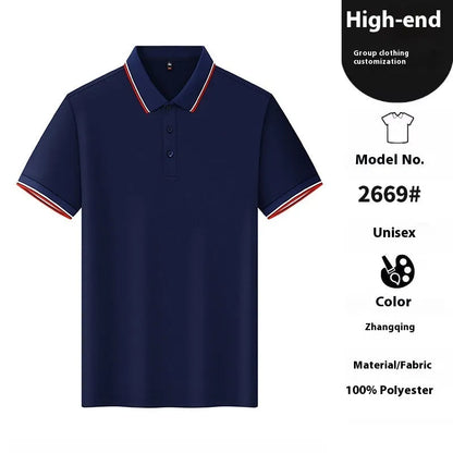 Man modelling a thin, short-sleeved nylon polo shirt in a straight cut, available in multiple colours.