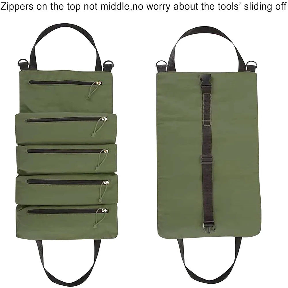 Super Roll Tool Roll Oxford cloth roll-up tool bag in Khaki, Army Green, or Black with 40KG weight bearing