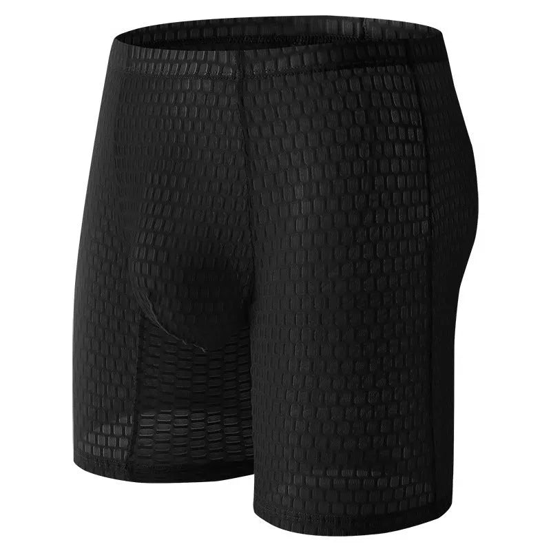 Men's solid colour lace hip lifting boxer shorts in rose red with shaping function