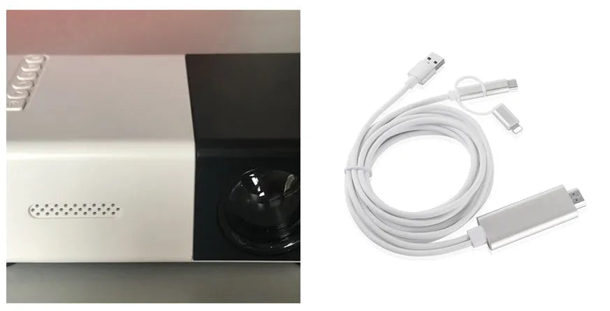 Compact black HD 1080P mini digital projector showing front projection design