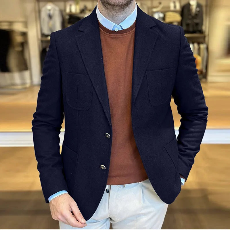 Men's loose retro cotton suit in army green, showing solid colour and casual design with sizing from S to XXXL