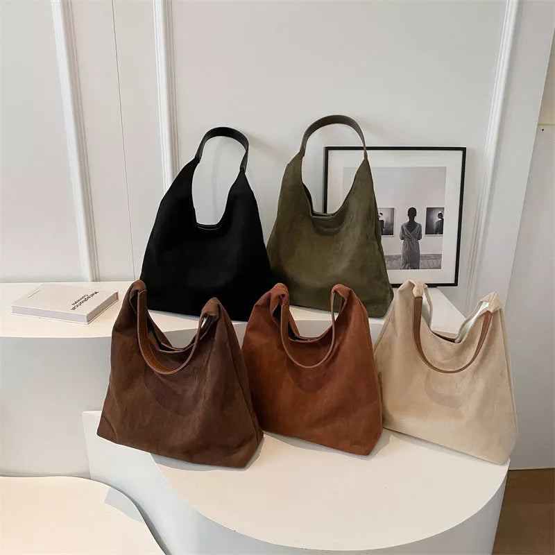 Women's one-shoulder underarm bag in suede material, available in multiple colors