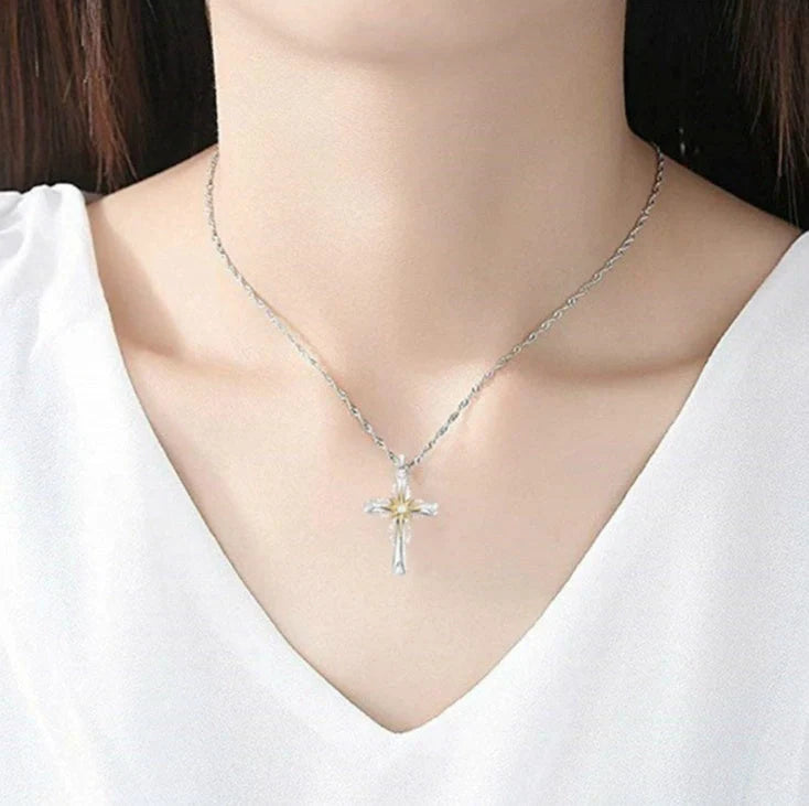 Hhomeenjoy Stylish Silver Cross Pendant Necklace - Versatile Alloy Jewelry Accent