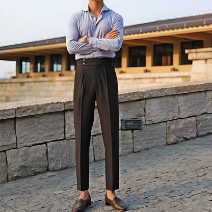 Slim fit straight-leg suit pants in black, white, or apricot for business formal wear, sizes 28-38