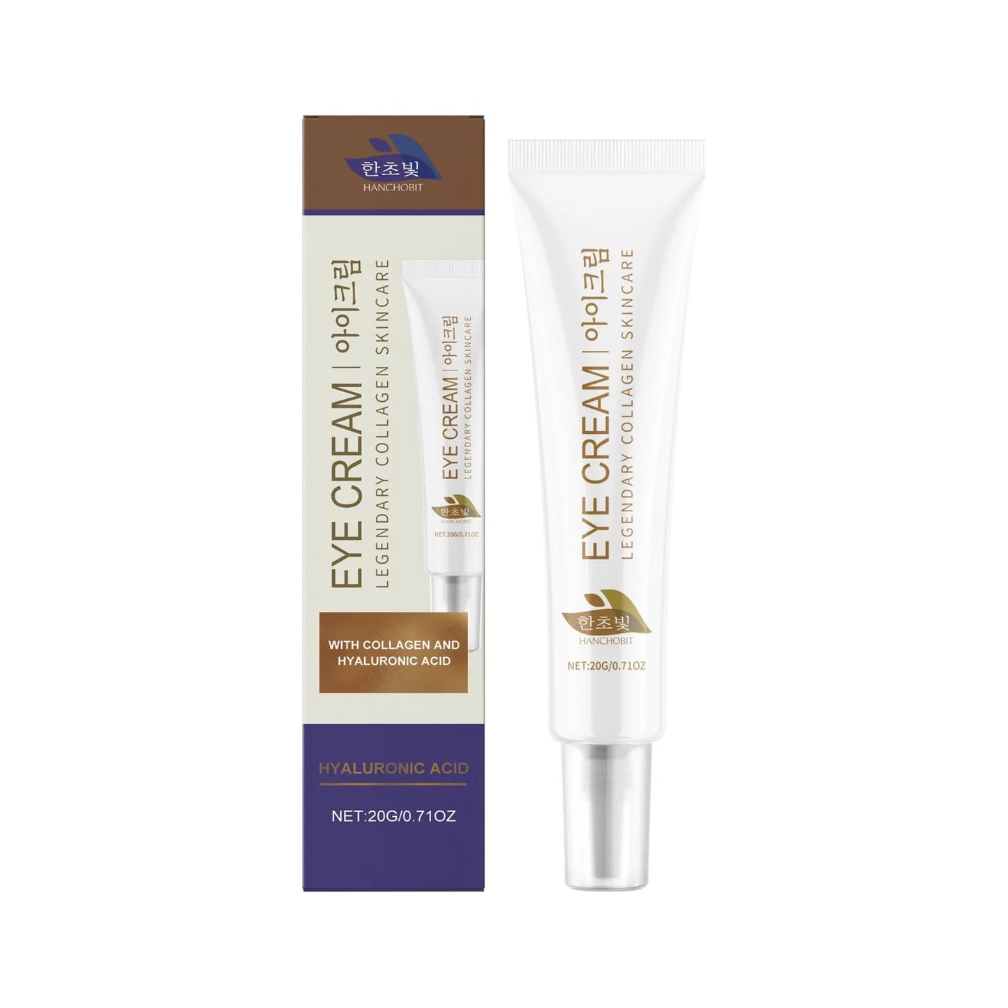 20g container of collagen and hyaluronic acid eye cream for the eye area.