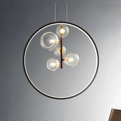 Modern Nordic minimalist bubble chandelier in white iron with three LED heads for 5-10㎡ lighting