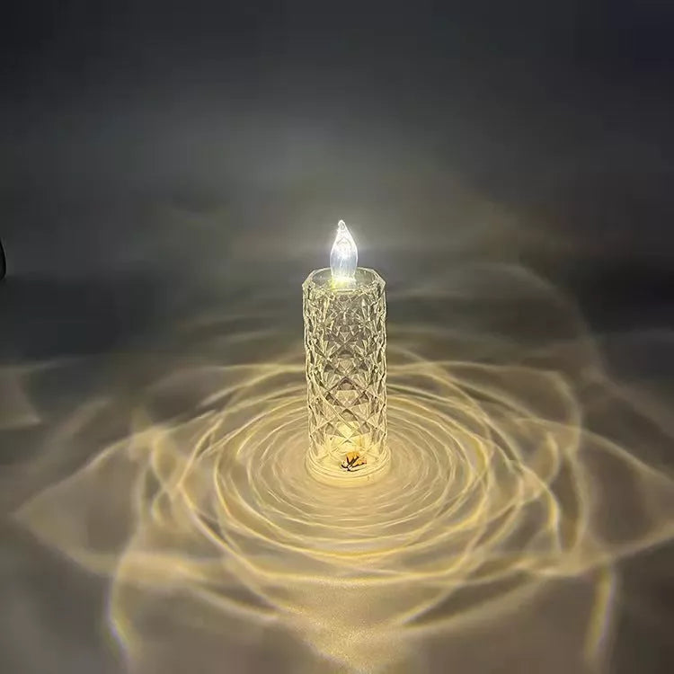 Rose Pattern Refraction LED Electronic Candle Light in red, pink, white, blue, and purple
