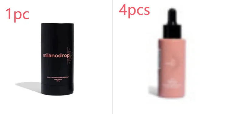 Matte Sun Tanning Black Liquid set with 50ml tanning drops bottle and 75ml tanning flash cream tube