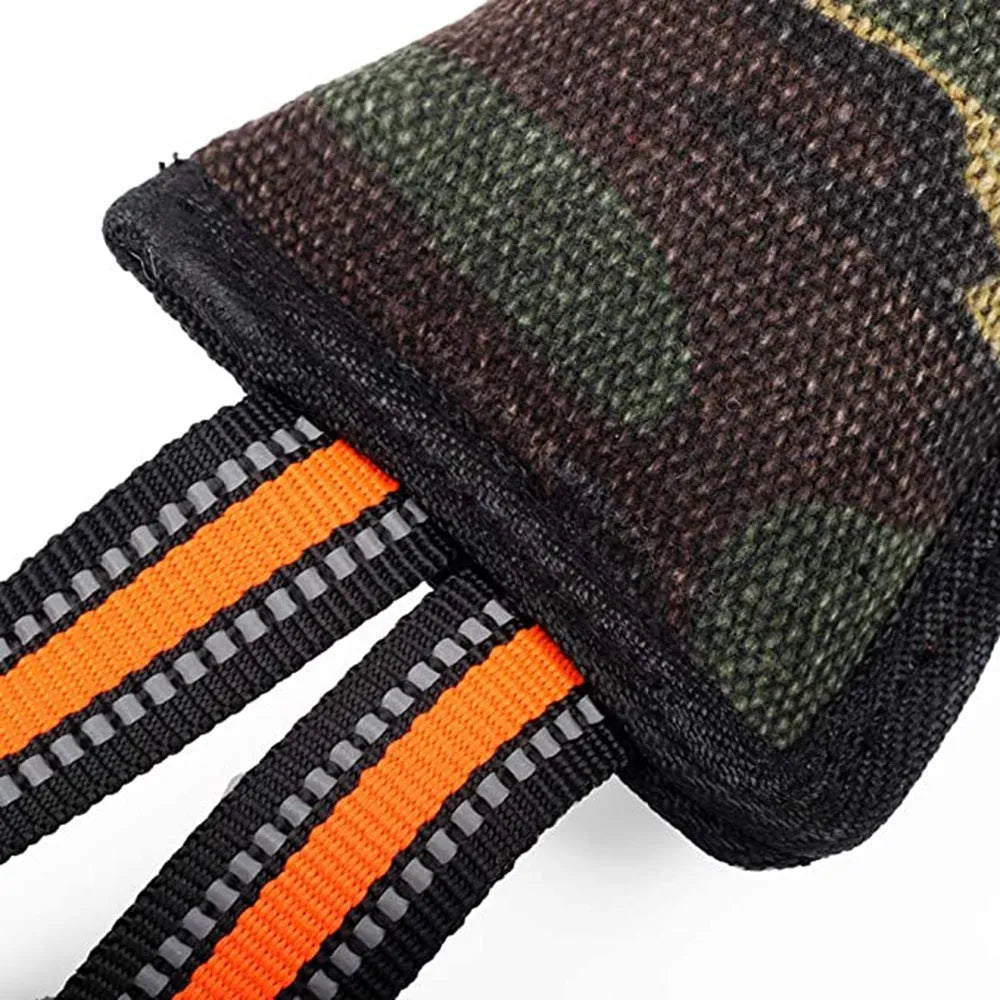 Yellow-trimmed reflective jute dog bite stick for training measuring 55cm
