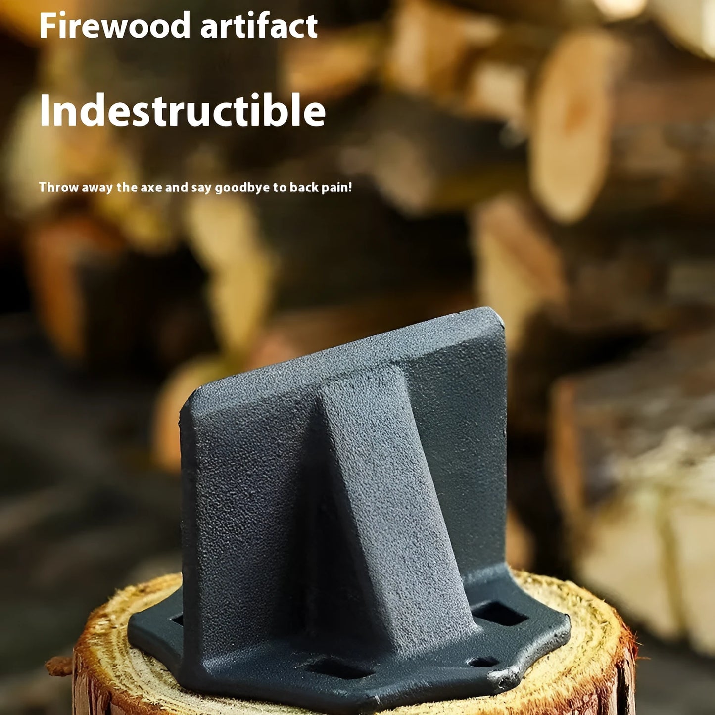 Small square cast iron wood splitter for portable kindling and log splitting