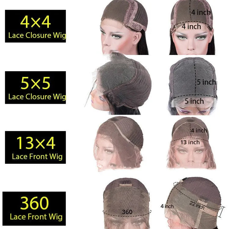 Real human hair lace front wig with 4x4 lace headgear showing natural hairline