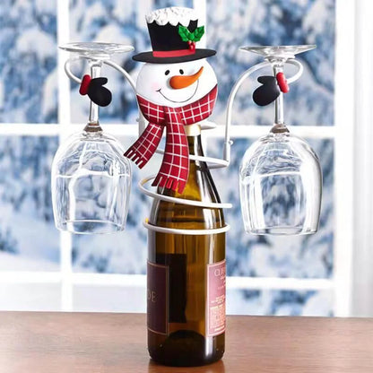 Christmas wine glass holder with removable arms and festive design, perfect for holiday decor