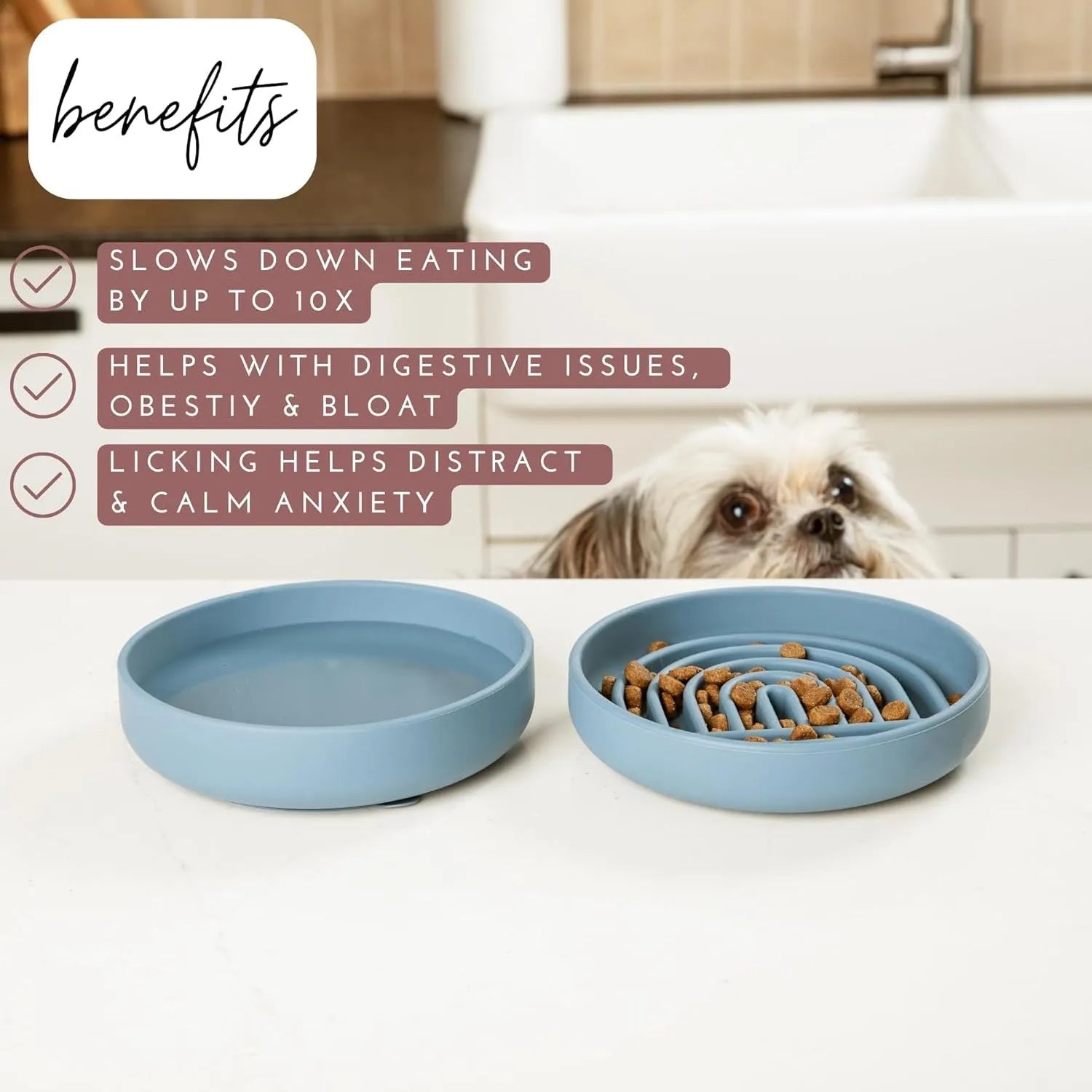 Silicone slow feeder bowl for dogs with ridges, measuring 19 cm, in beige, charcoal ash, grey blue, mango yellow, mustard green, or red.