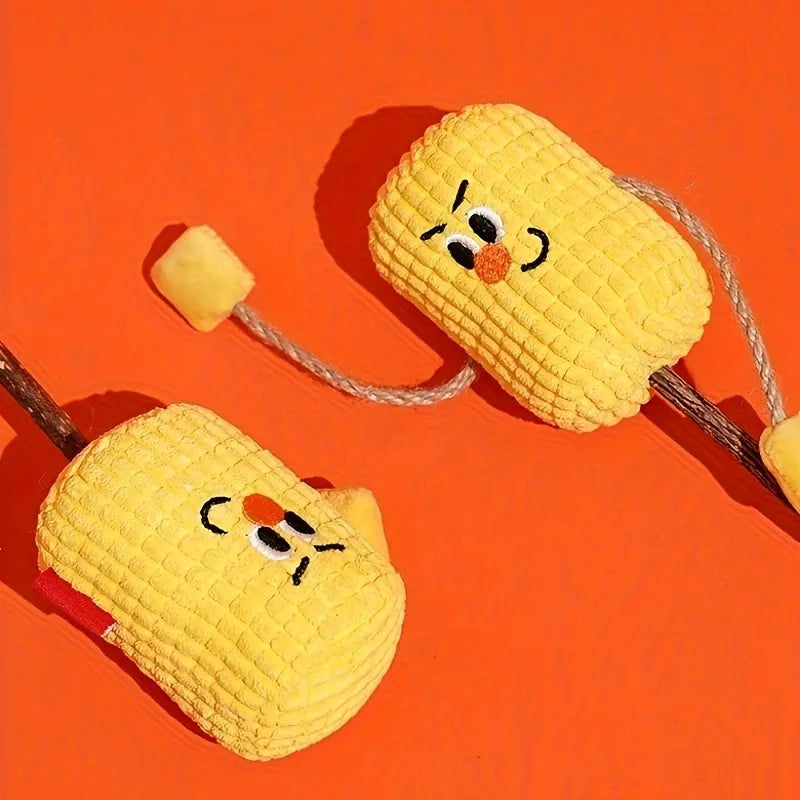 Polio wood corn cob shaped cat toy with catnip for dental cleaning.