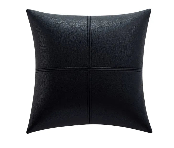 Simple solid colour soft cowhide leather pillow cover in Nordic style with PP cotton filler