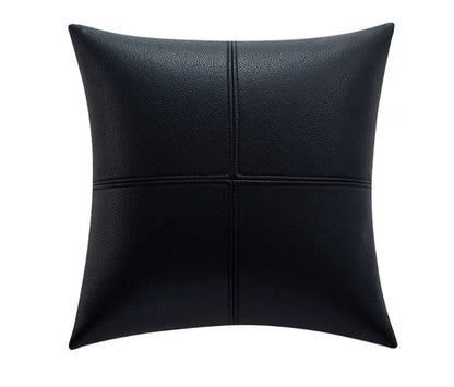 Simple solid colour soft cowhide leather pillow cover in Nordic style with PP cotton filler