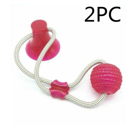 Multi-function dog chew toy with colorful rubber and cotton fiber rope for dental care and playtime