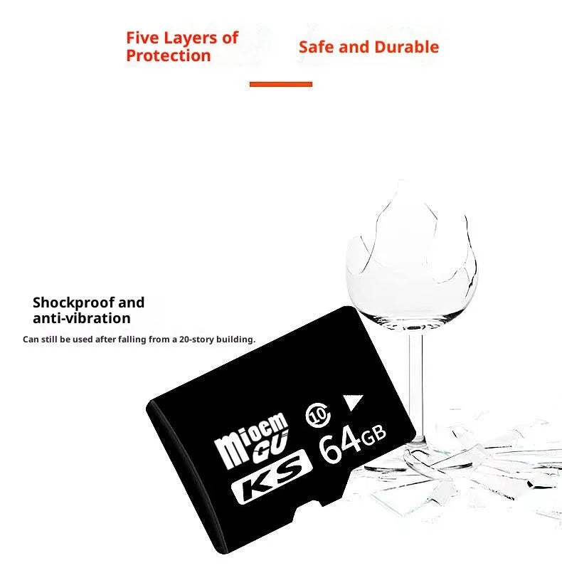 Black KS series TF memory card, 15 x 11 x 1mm, C10 high-speed edition for phones, cameras, and recorders