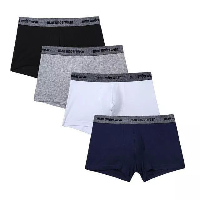 Men's cotton boxer underpants with antibacterial feature in solid colors