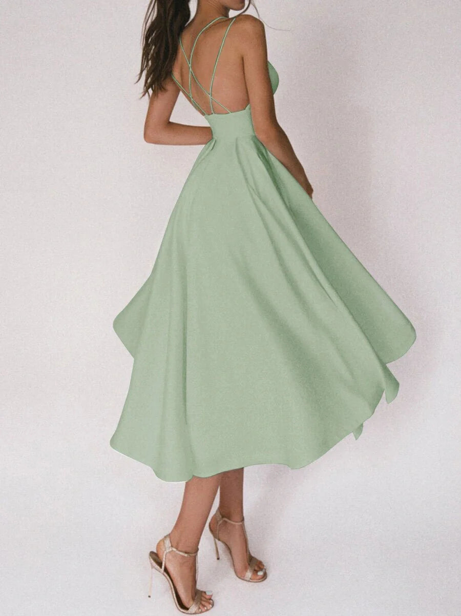 Women's V-neck suspender A-line summer dress in various colors