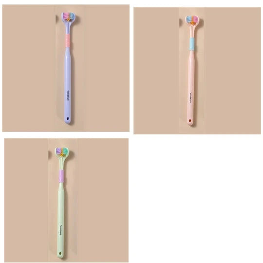 Soft Bristle Tri-Angle Toothbrush with customizable features for deep cleaning and travel convenience