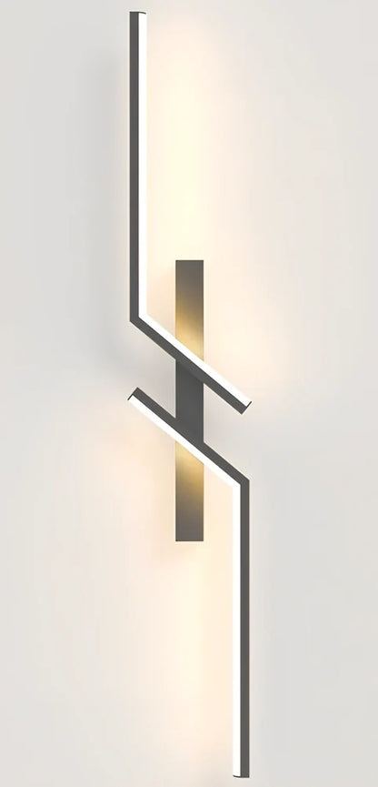 Modern minimalist strip wall lamp in black or gold, 60-120cm length with 3-colour LED lighting