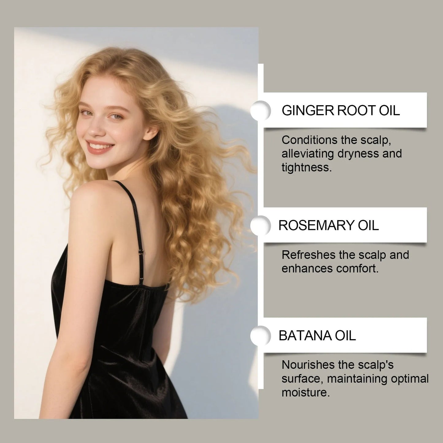 120ml bottle of Scalp Massage Daily Hair Oil with ginger root and rosemary oils for hair nourishment