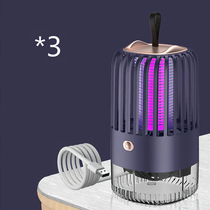 White mosquito killer lamp with protective electric grid and USB power cable