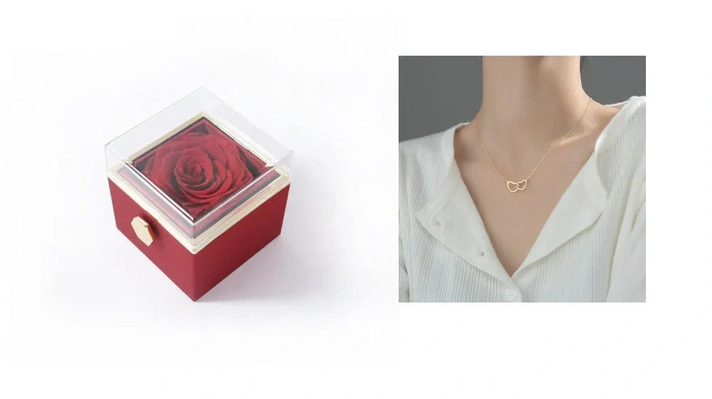 Acrylic rotating rose jewelry box in sapphire blue, 10cm diameter with three-layer storage and carrying bag