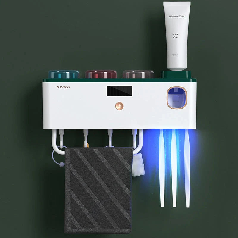 Multifunctional UV Germicidal Toothbrush Rack with magnetic cup and USB power
