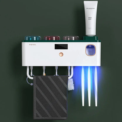 Multifunctional UV Germicidal Toothbrush Rack with magnetic cup and USB power