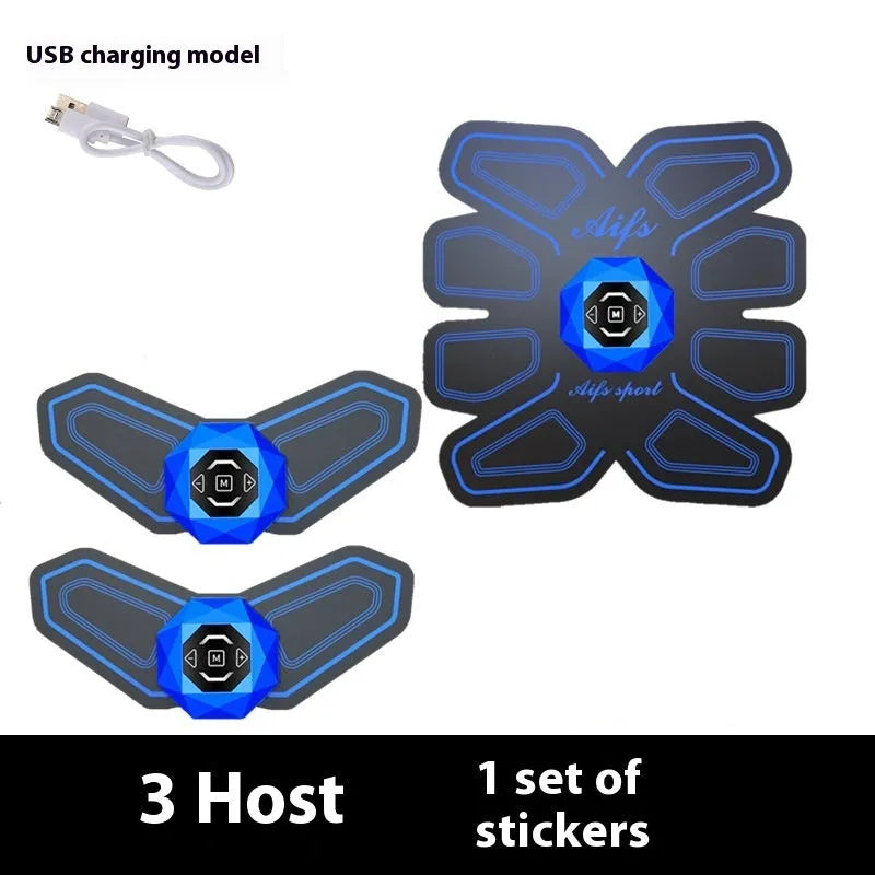 Eight-piece abdominal waist reduction massage patch set in a choice of colours including black and blue.