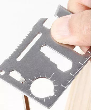 Stainless steel multifunctional tool card with leather cover for outdoor camping