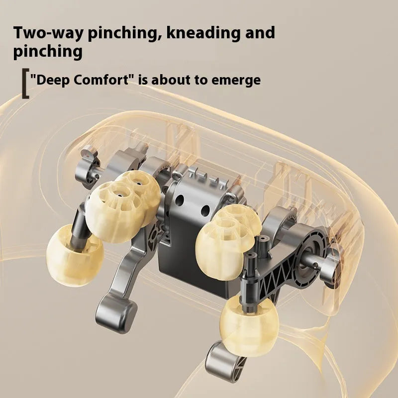 White brown rechargeable electric massager with free hands rubbing clip for neck, shoulder, waist and back, three gear settings and timing function