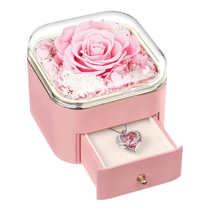 Valentine's Day Rose Flower Drawer Jewelry Box in various colors