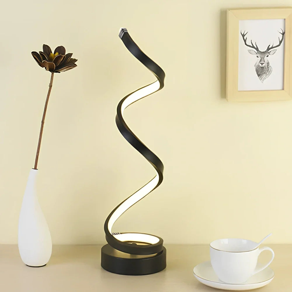 Adjustable LED bedside table lamp in gold finish with dimming switch and European-style design