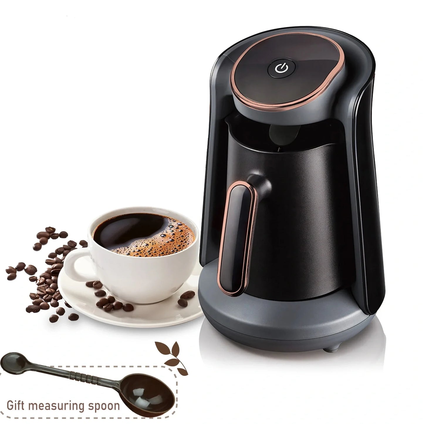 Black mini coffee pot with anti-scald handle and compact 12.5cm height for office kitchens