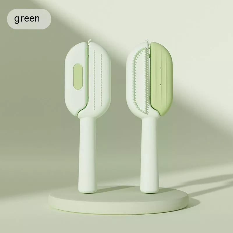 3-in-1 pet grooming brush with water tank for hair removal and massage in green, blue, or orange