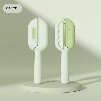 3-in-1 pet grooming brush with water tank for hair removal and massage in green, blue, or orange