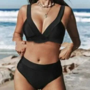 A woman's solid colour bikini set in a slim fit, shown in one of the available colours.