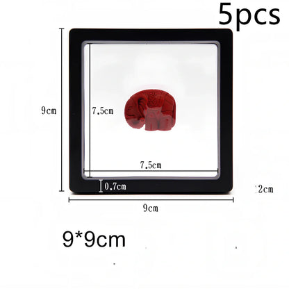 Black 11x11cm suspended 3D floating display frame holder with square base for coins and gems